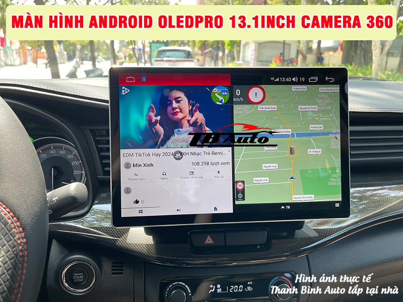 Màn hình Android OledPro 13.1inch có thể vừa xem Youtube vừa xem bản đồ