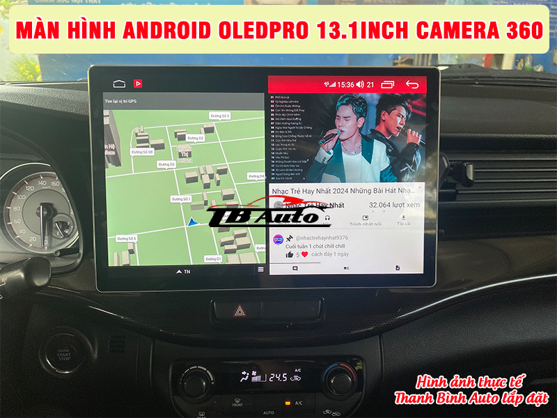 Màn hình Android OledPro 13.1inch camera 360 được kết nối với Apple Carplay không dây